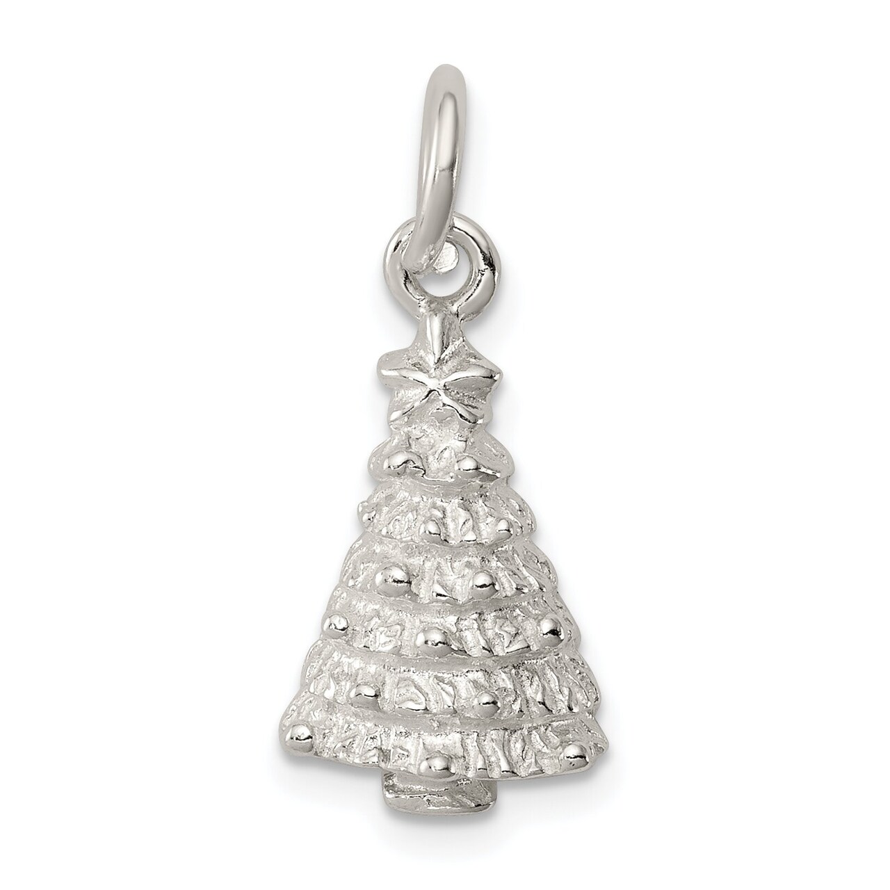 Sterling Silver Christmas Tree Charm &#x26; 18&#x22; Chain Jewerly 22mm x 10.2mm